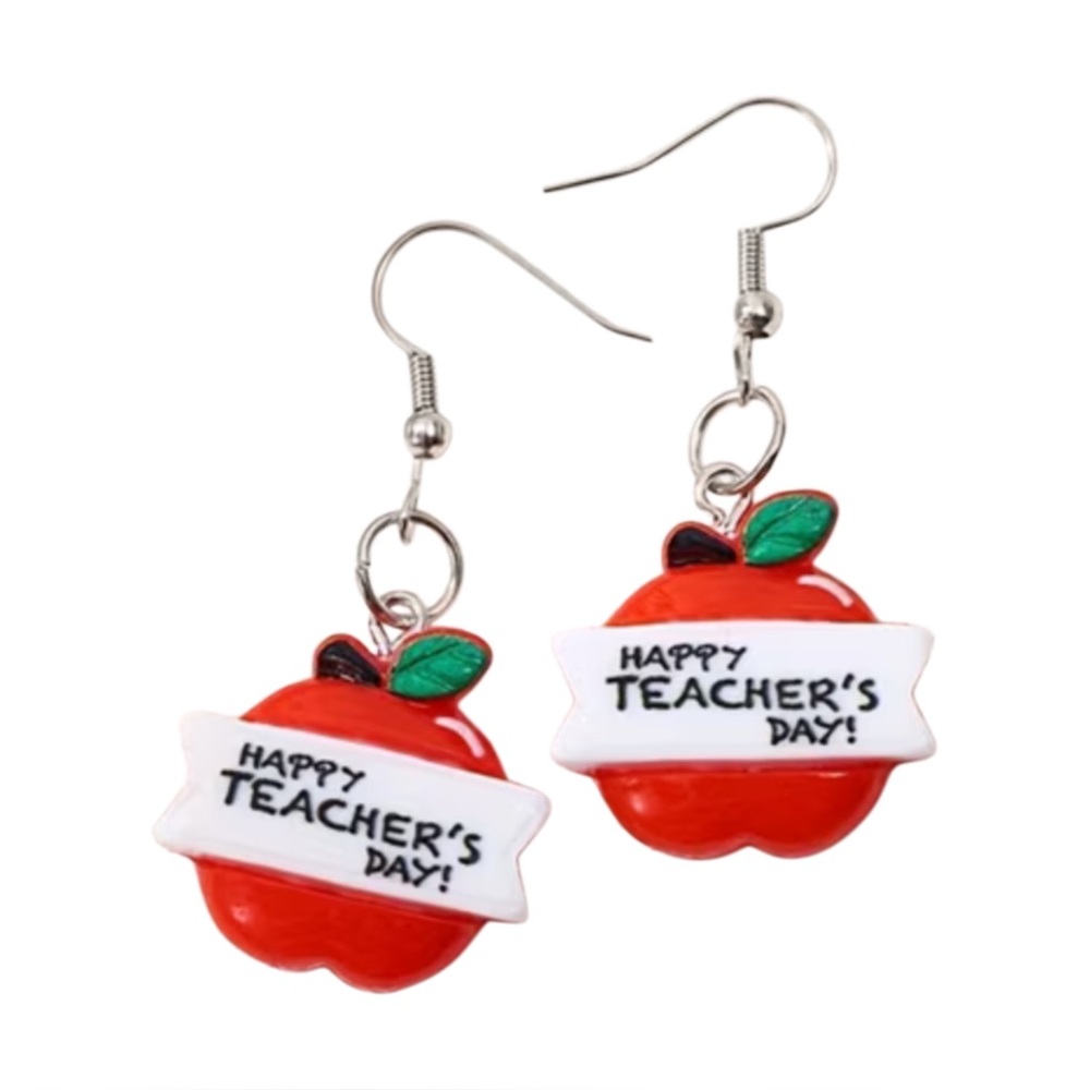 Happy Teacher’s Day Apple Dangle Earrings
